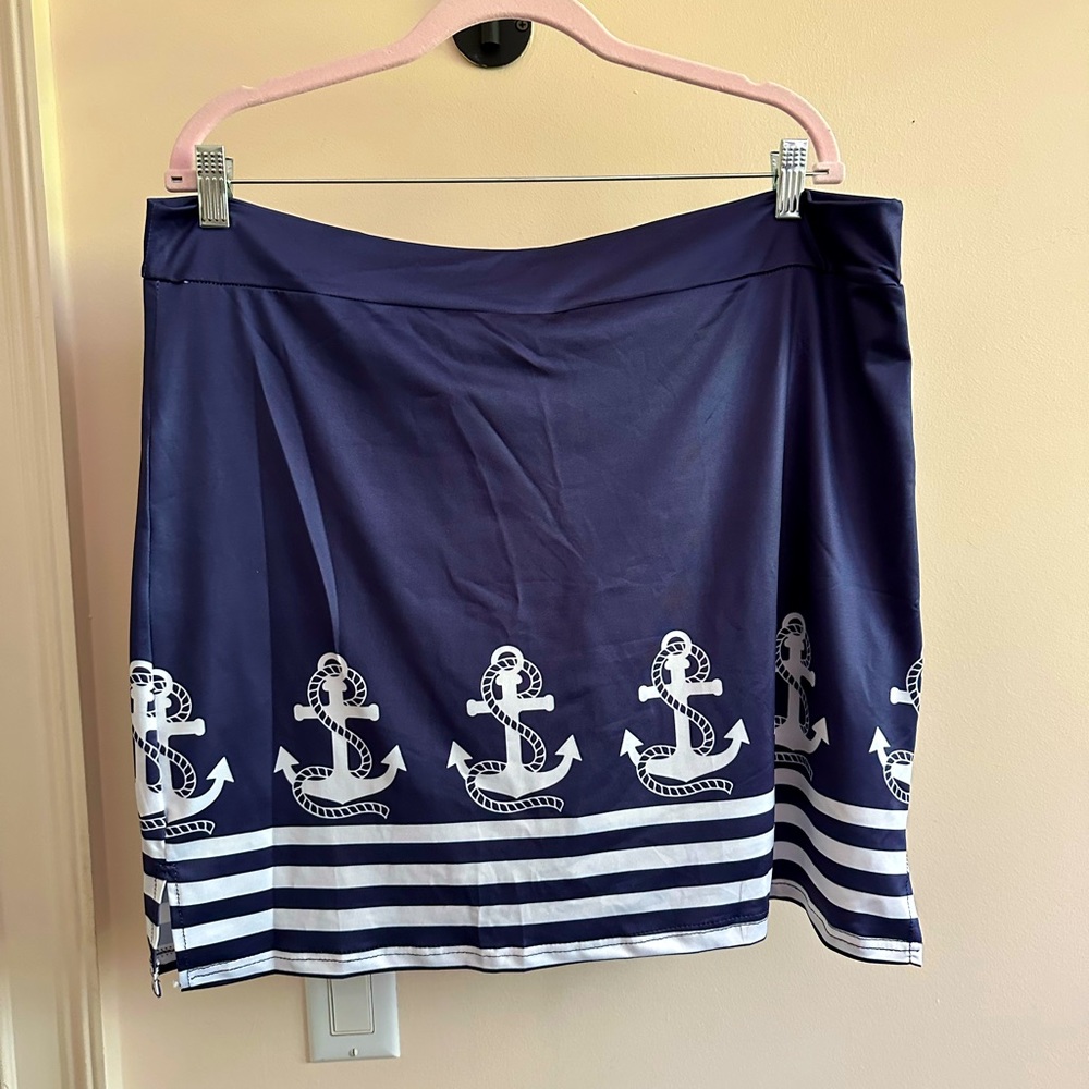 New Navy and White Marine Skort 4X